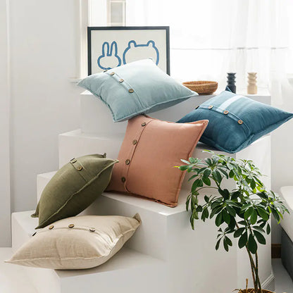 Solid Color Cotton-Linen Cushion with Insert (Japanese Style)