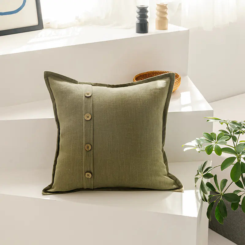 Solid Color Cotton-Linen Cushion with Insert (Japanese Style)