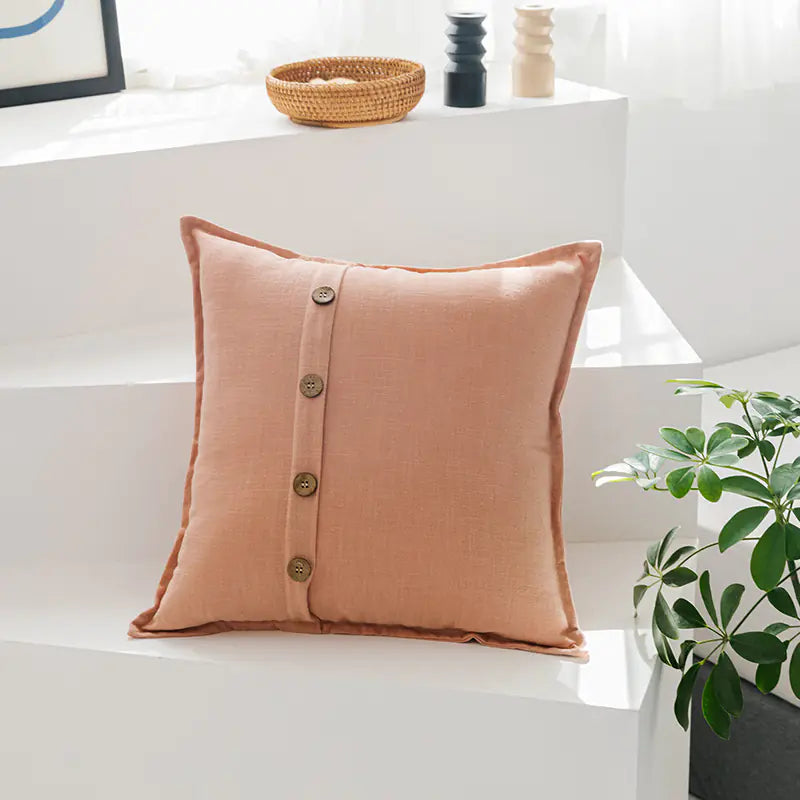 Solid Color Cotton-Linen Cushion with Insert (Japanese Style)