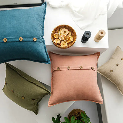 Solid Color Cotton-Linen Cushion with Insert (Japanese Style)
