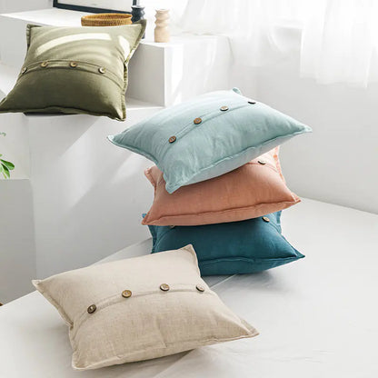 Solid Color Cotton-Linen Cushion with Insert (Japanese Style)