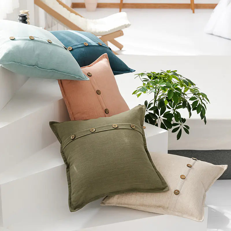 Solid Color Cotton-Linen Cushion with Insert (Japanese Style)