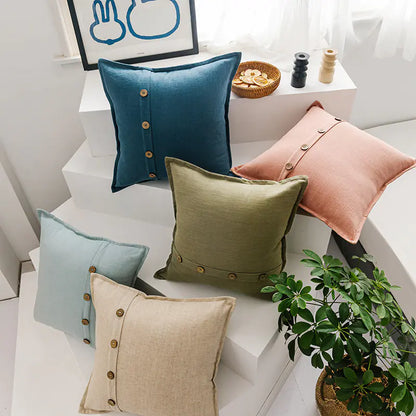 Solid Color Cotton-Linen Cushion with Insert (Japanese Style)